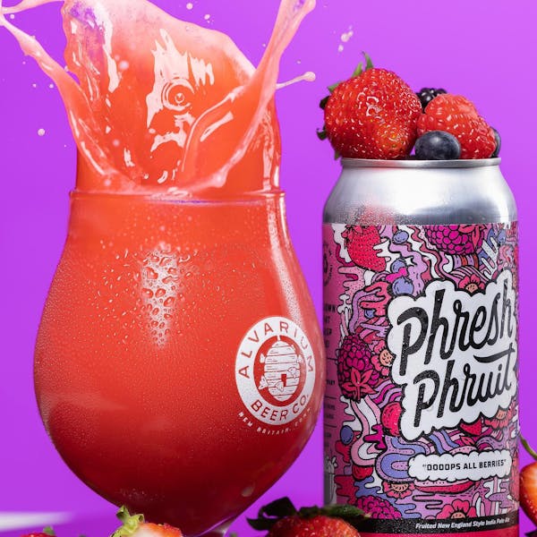 phruit berries fruited new england IPA, pink in color, fruity in flavor