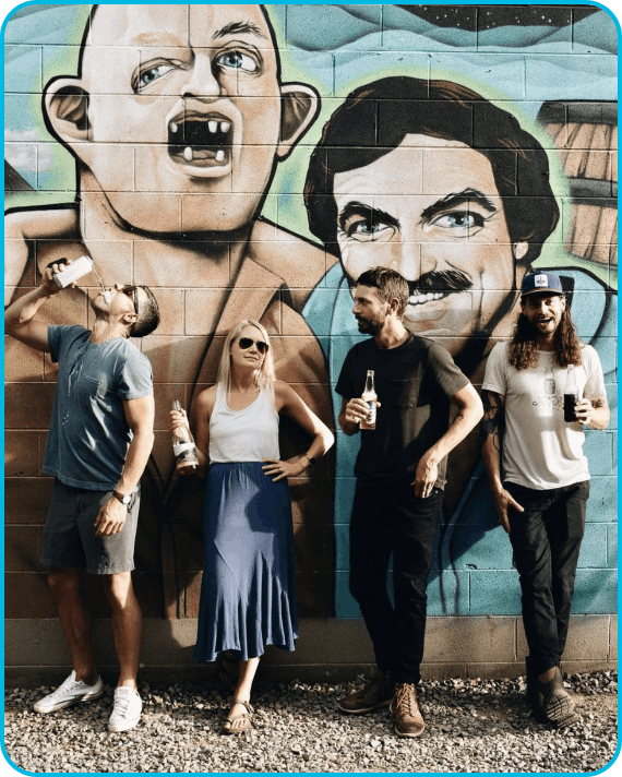 group of customers outside of the original location