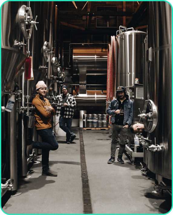FAQ2 group of people drinking beer in the brewhouse