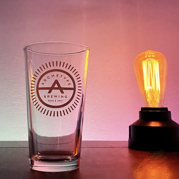 pint glass and eddison bulb