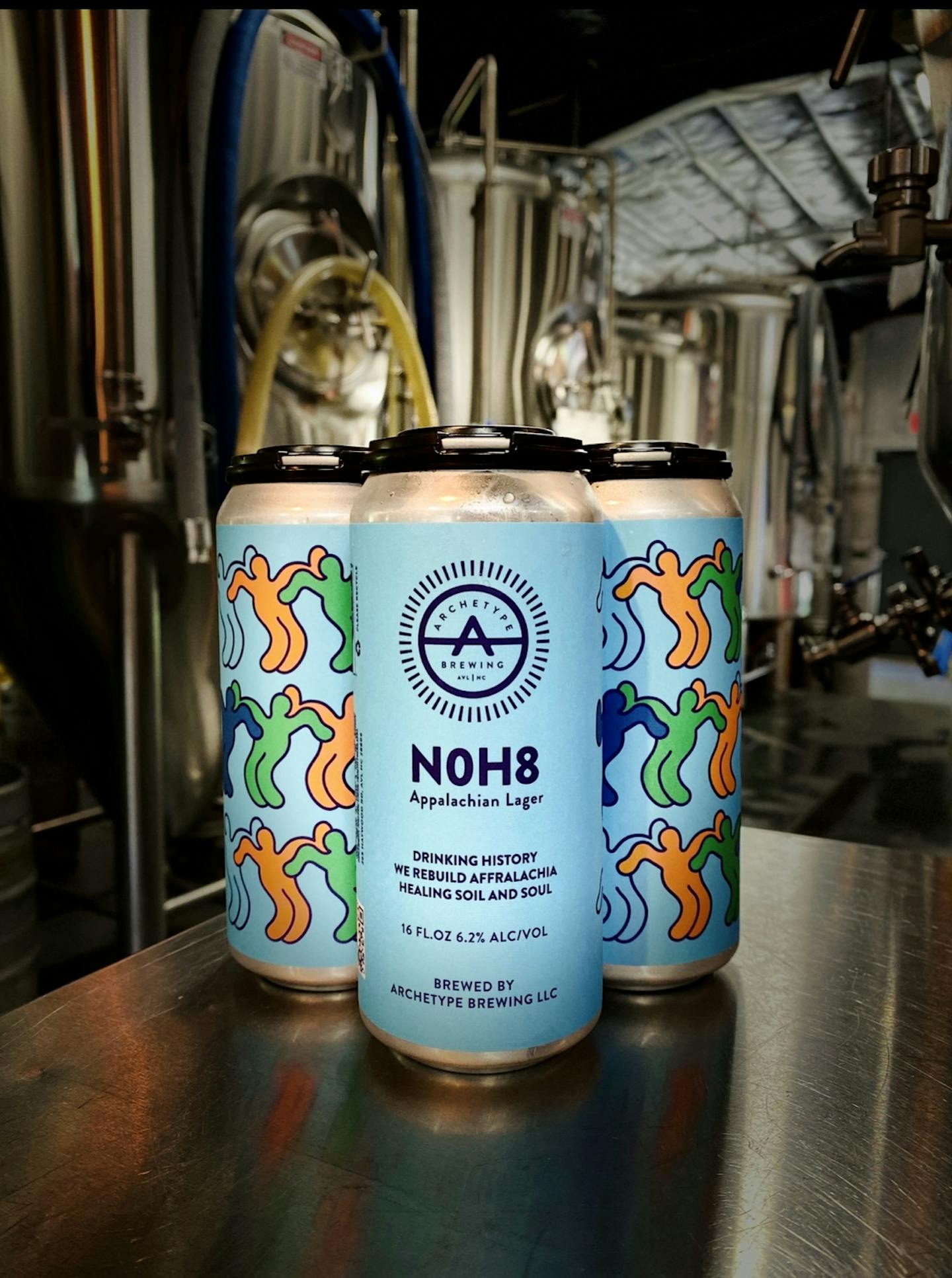 Archetype Brewing N0H8 Appalachian Lager benefitting Hood Huggers International’s Blue Note Junction
