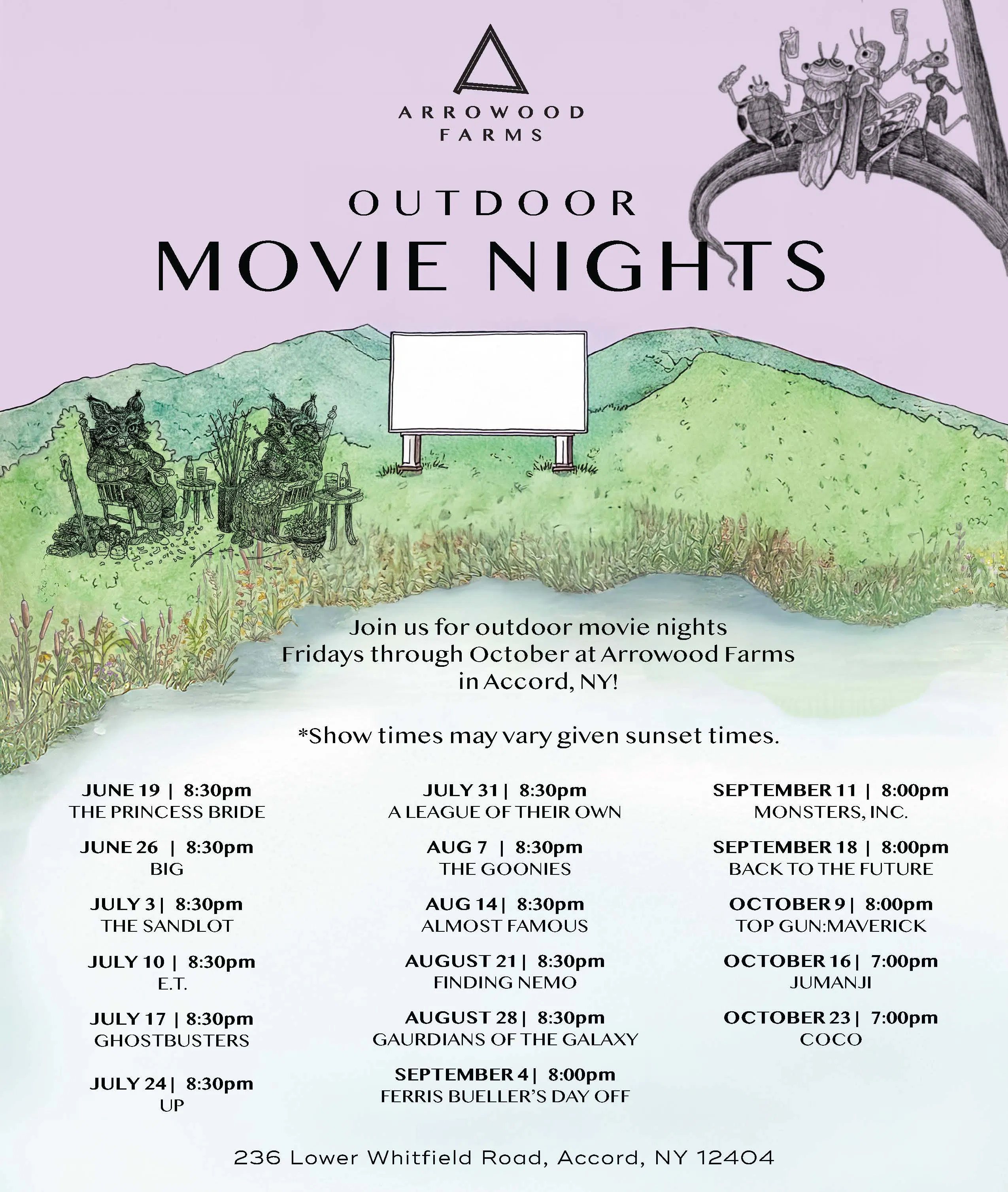 Movie Nights poster for Arrowood Farms