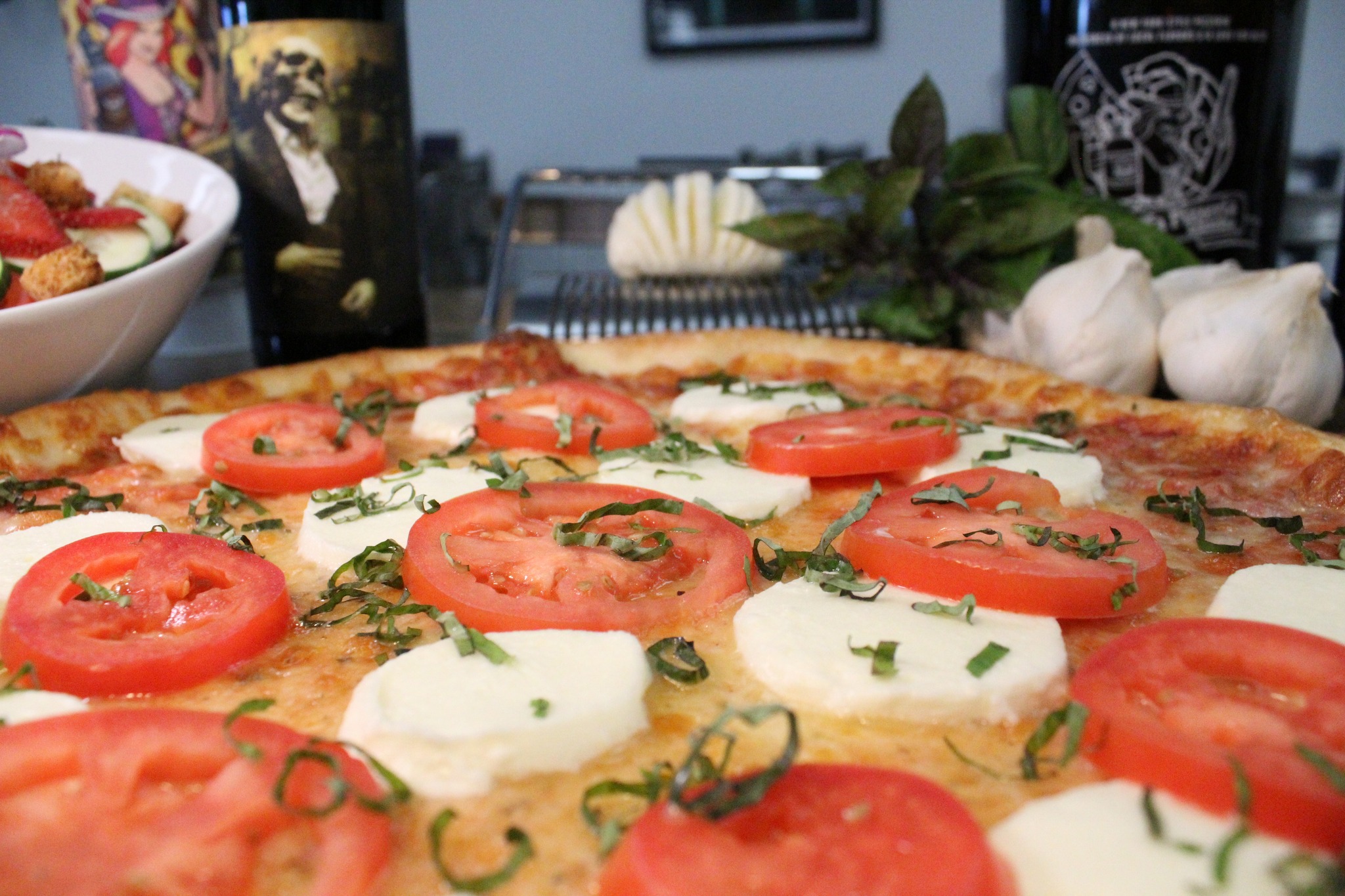 close-up of a hot pizza