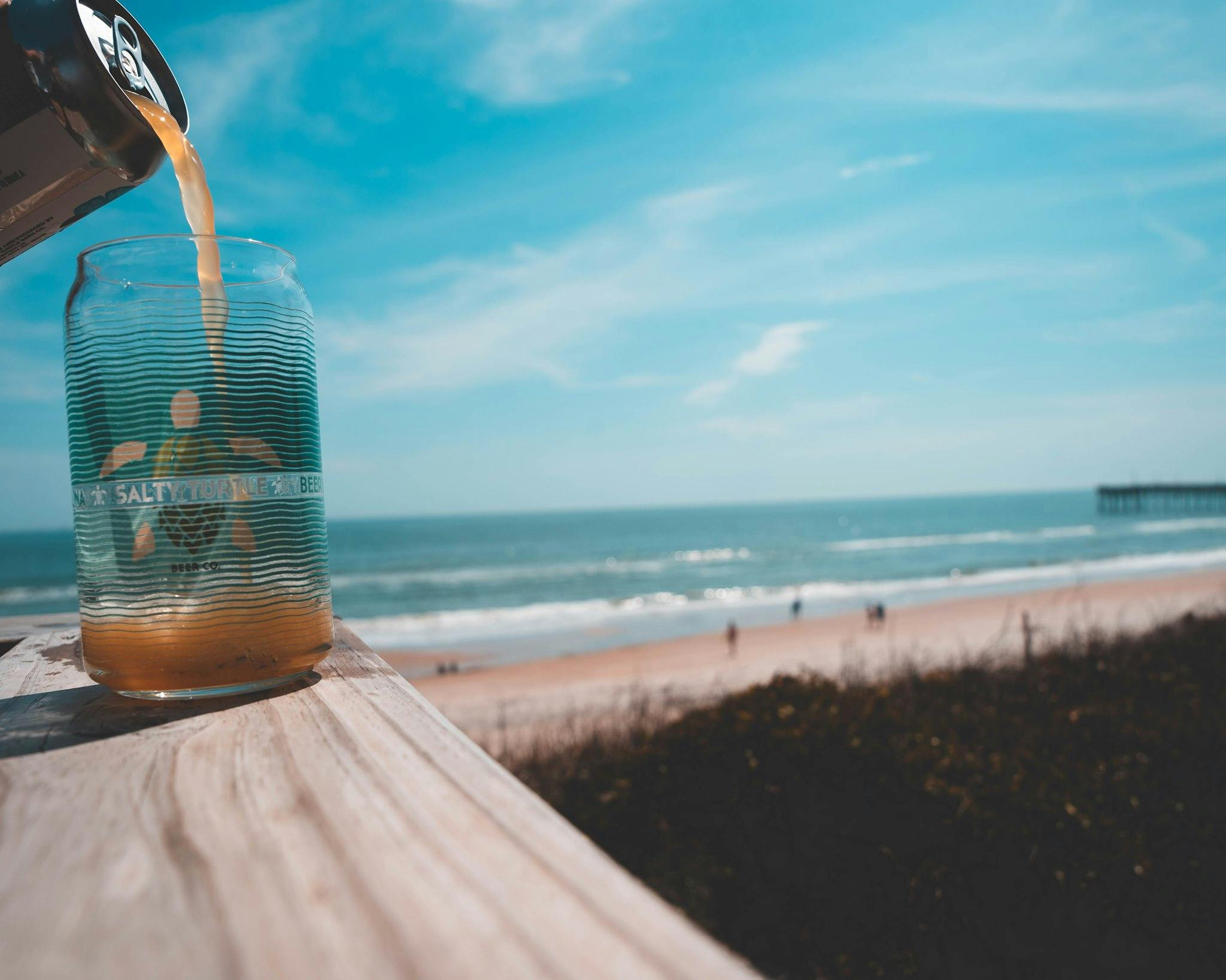 Salty Turtle pours beer by the beach