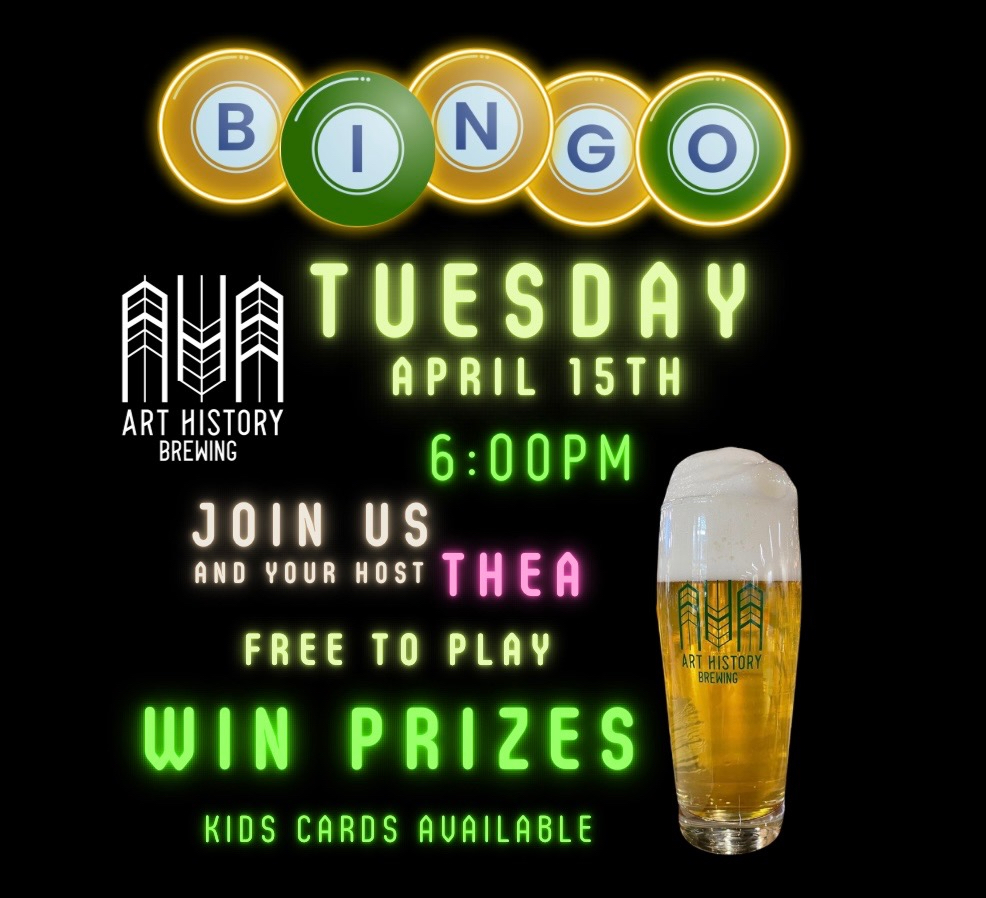 Bingo! 5pm to 8pm Sponsored by Prop Bar