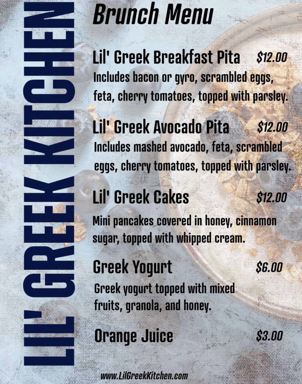 Lil’ Greek Kitchen – 12pm to 3pm Brunch
