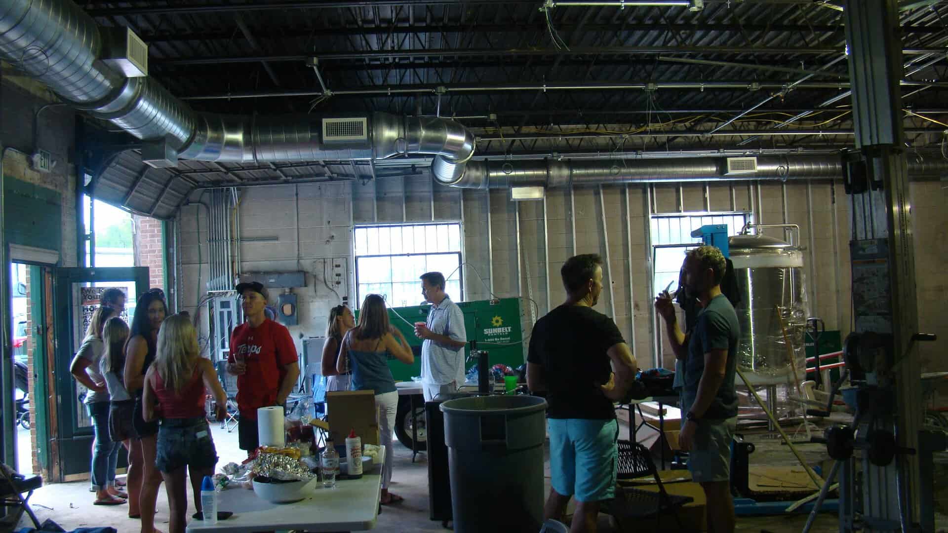 Interior photo of Babycat Brewery under construction