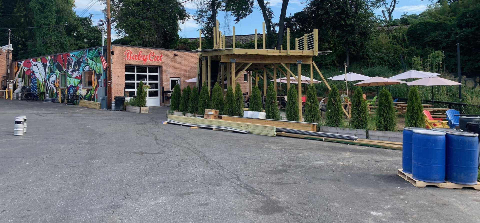 Exterior photo of Babycat Brewery under construction