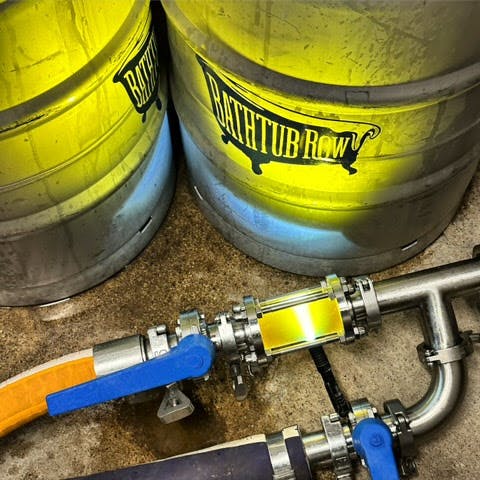 Brewing equipment and sightglass  at Bathtub Row Brewing