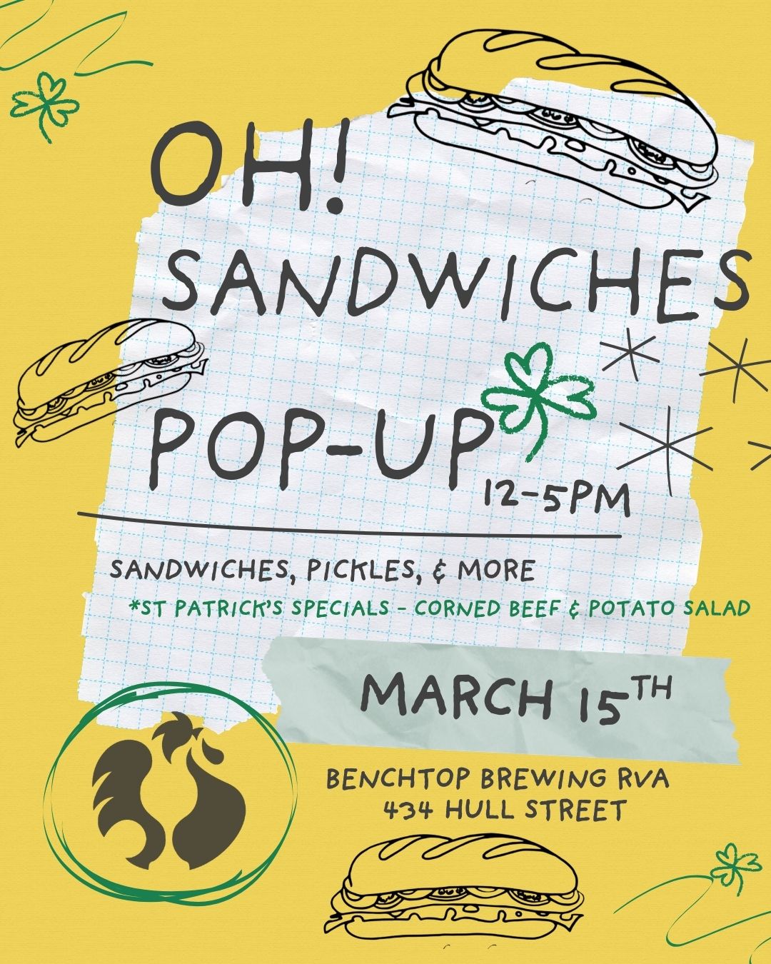 Black and White Illustrated Pop-Up Market Instagram Post