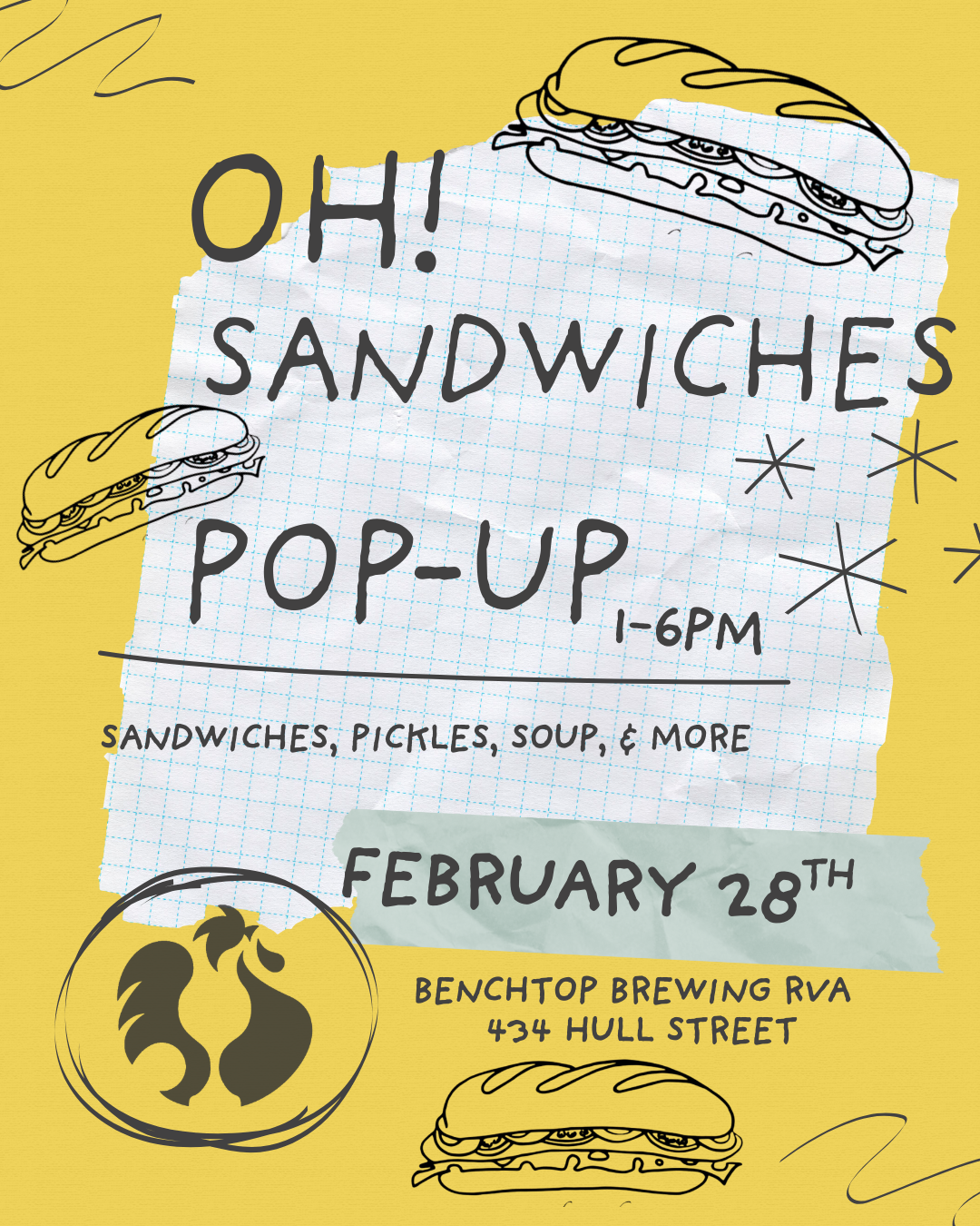 Black and White Illustrated Pop-Up Market Instagram Post