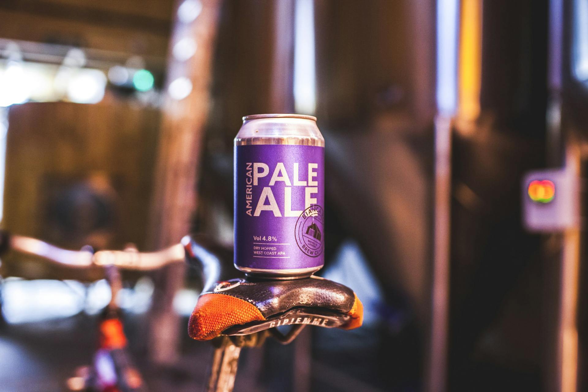Pale ale on a bike seat