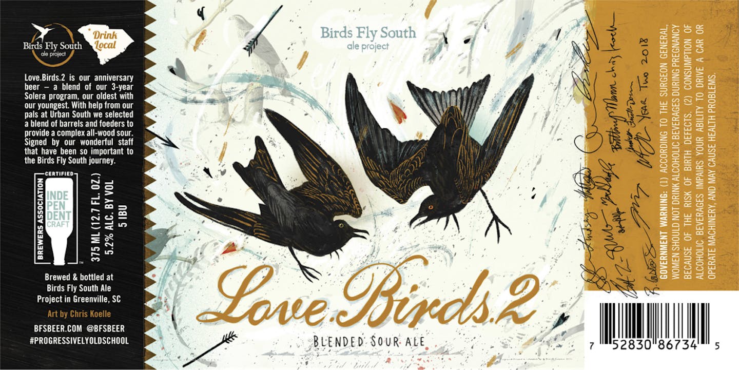 BFS LOVE.BIRDS.2 375ml 2018 Label Preview