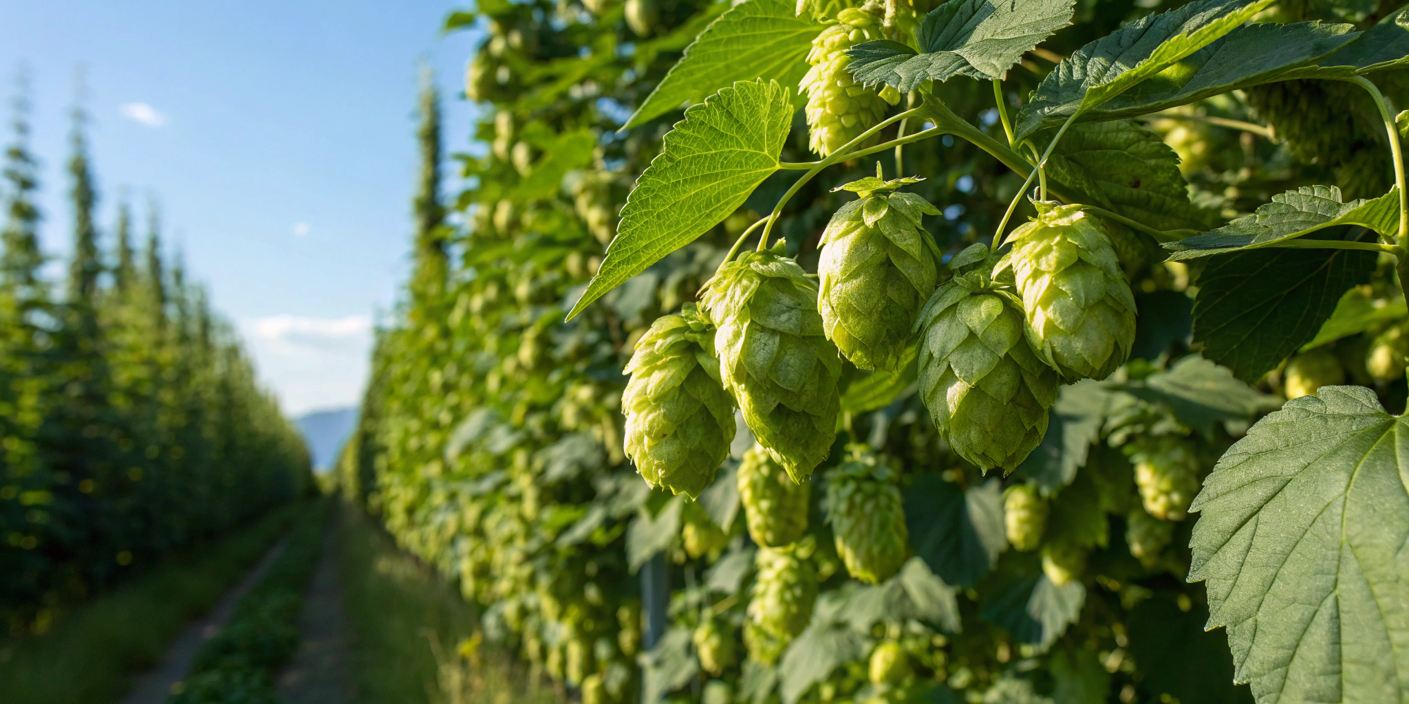 Fresh hops on the bine, the defining ingredient of a classic West Coast IPA.
