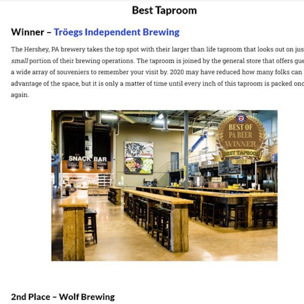 Bitchin’ Kitten Takes 3rd Place in Best Taproom in PA