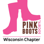 graphic of pink boots with the text Pink Boots Society Wisconsin Chapter