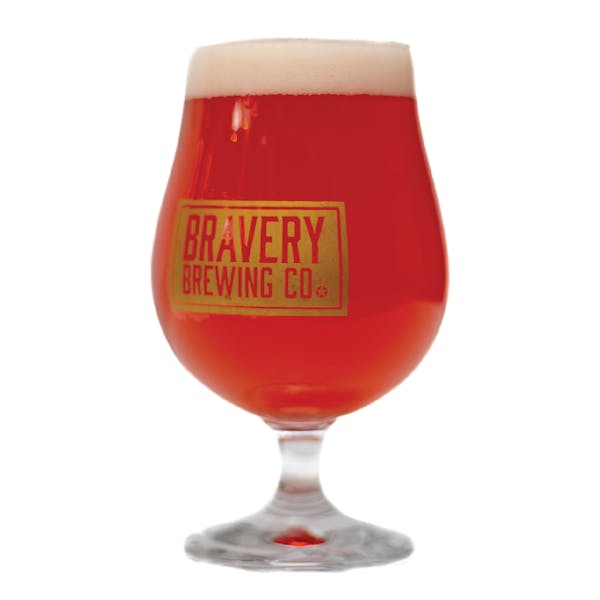 BlackRazz-Archive glass of Black Raspberry beer on white background
