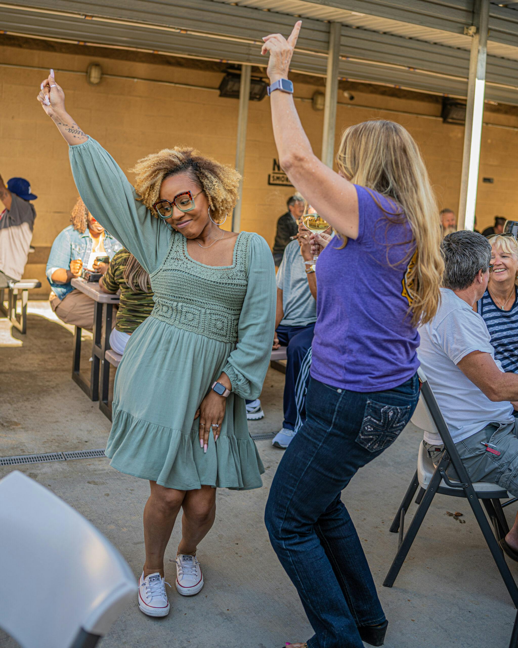 Women dancing outside