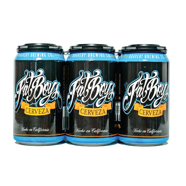 FatBoysCerveza-Archive Cans of FatBoys Cerveza 6-pack on white background