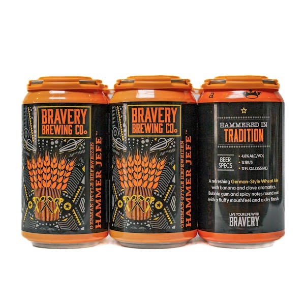 HammerArchive canned six pack of Hammer Jefe german-style hefeweizen