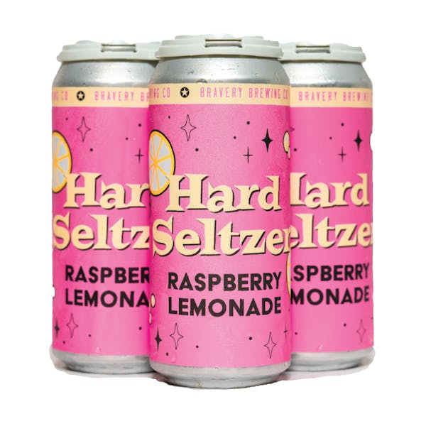 HardSeltzer-RaspLem-Store Photo of a pack of Raspberry Lemonade Hard Seltzer on a white background.