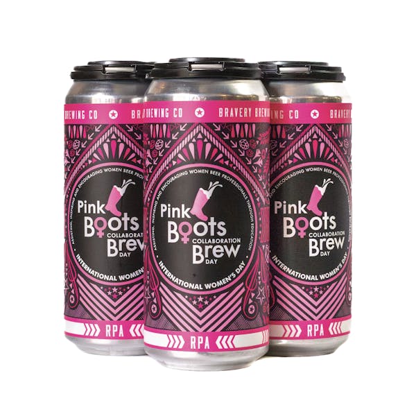 canned four pack of Pink Boots collaborative Rye Pale Ale