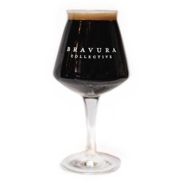 SpicedAgaveUpdate Glass of Spiced Agave Oscuro on white background