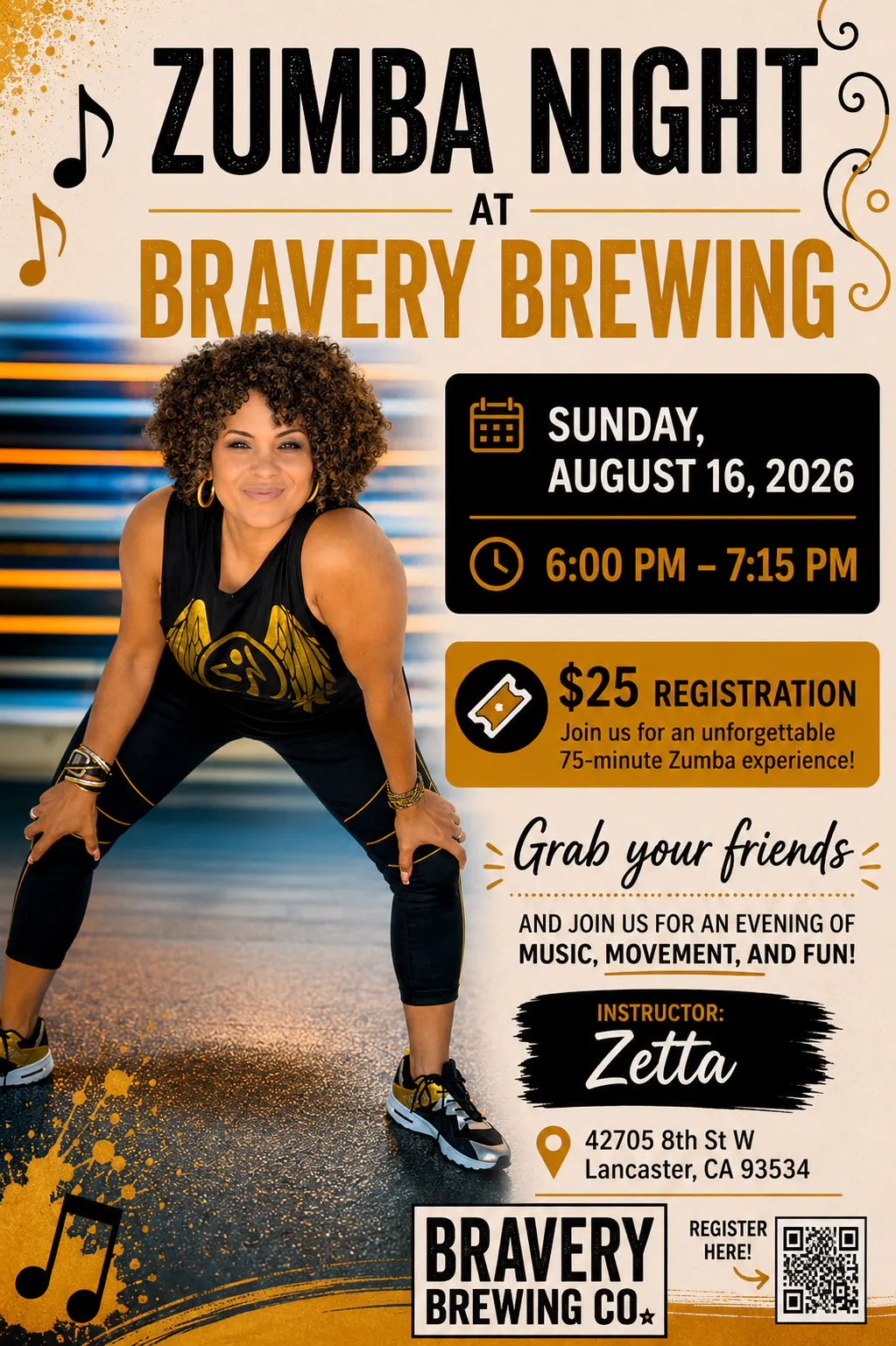 Flier showing event details.