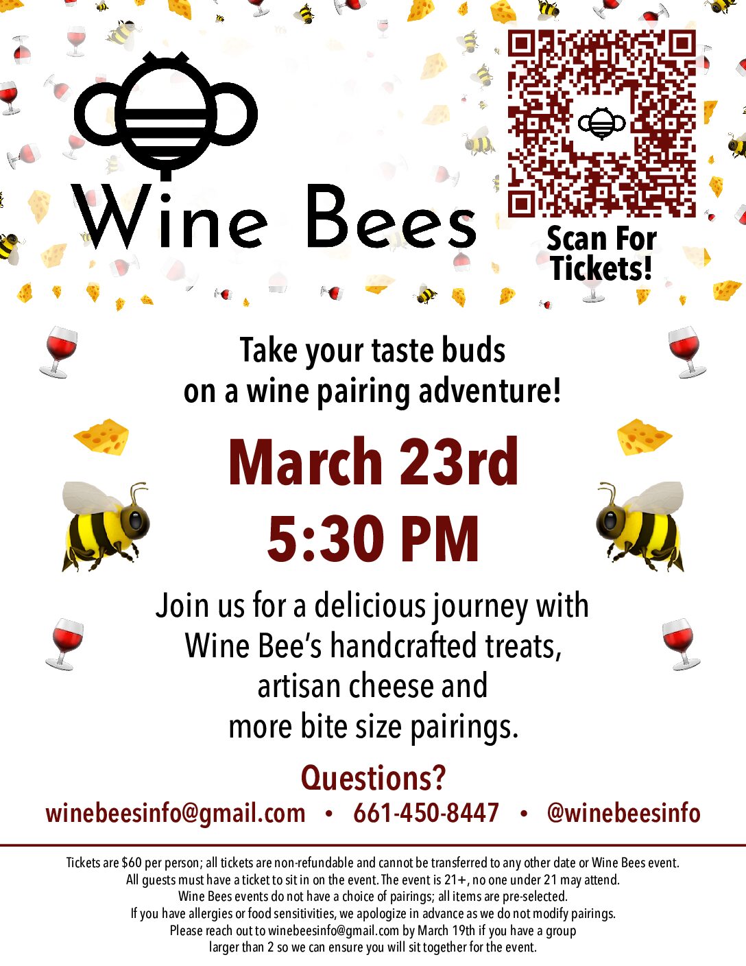 Wine Bees March 23rd flyer