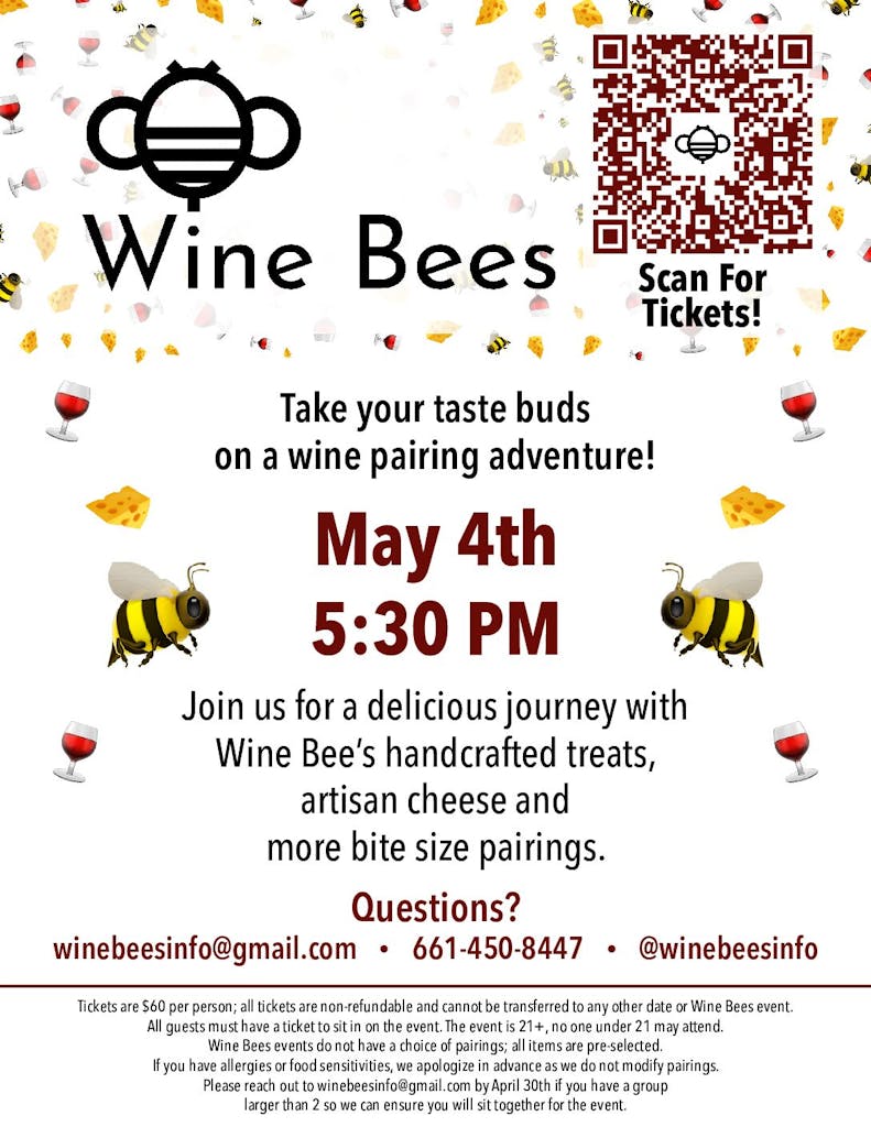 Wine Bees May 4th flyer