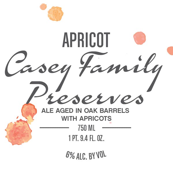 Label - Apricot Casey Family Preserves Apricot Casey Family Preserves, fruited farmhouse ale by Casey Brewing and Blending in Glenwood Springs, CO