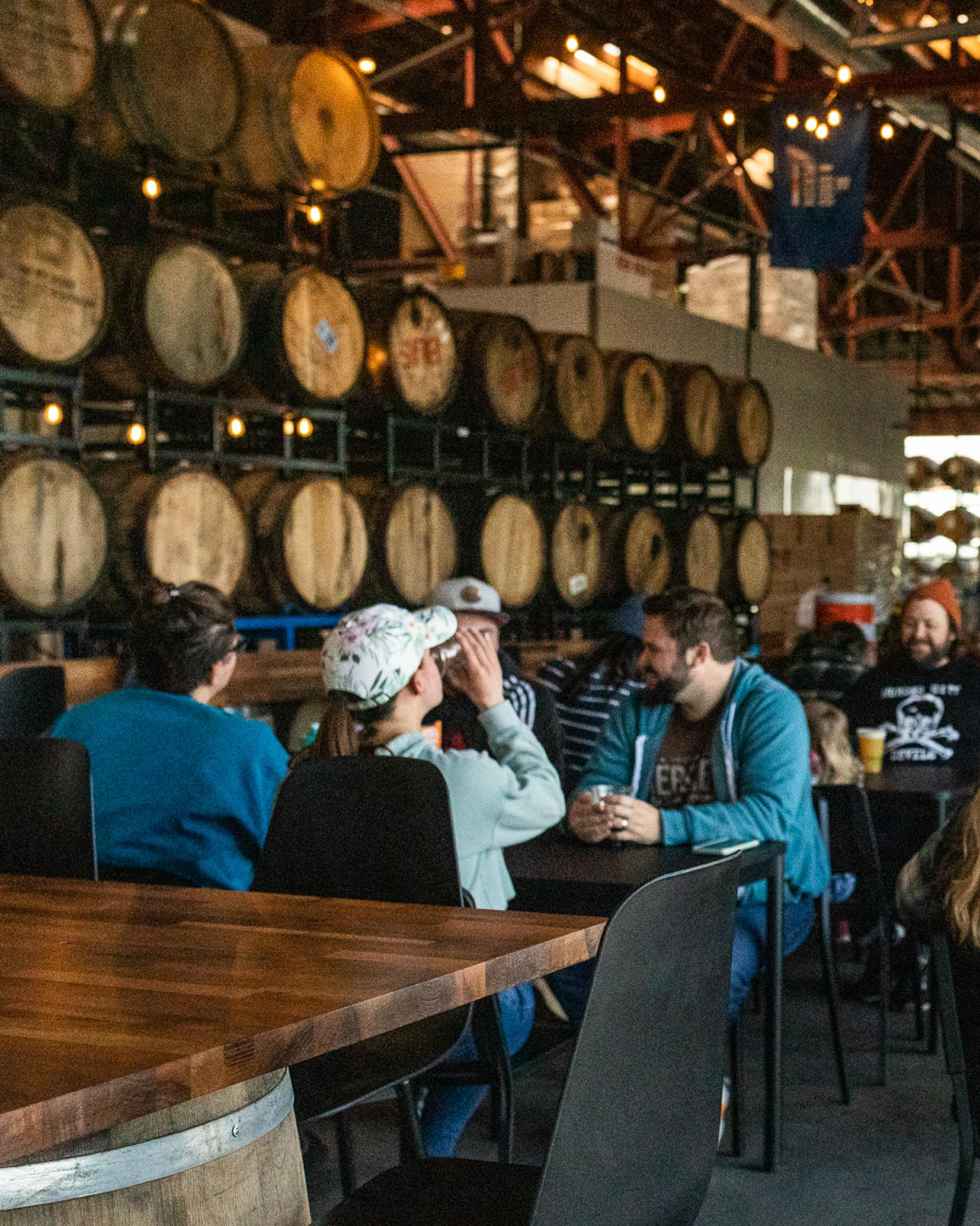 photo of barrels and customers