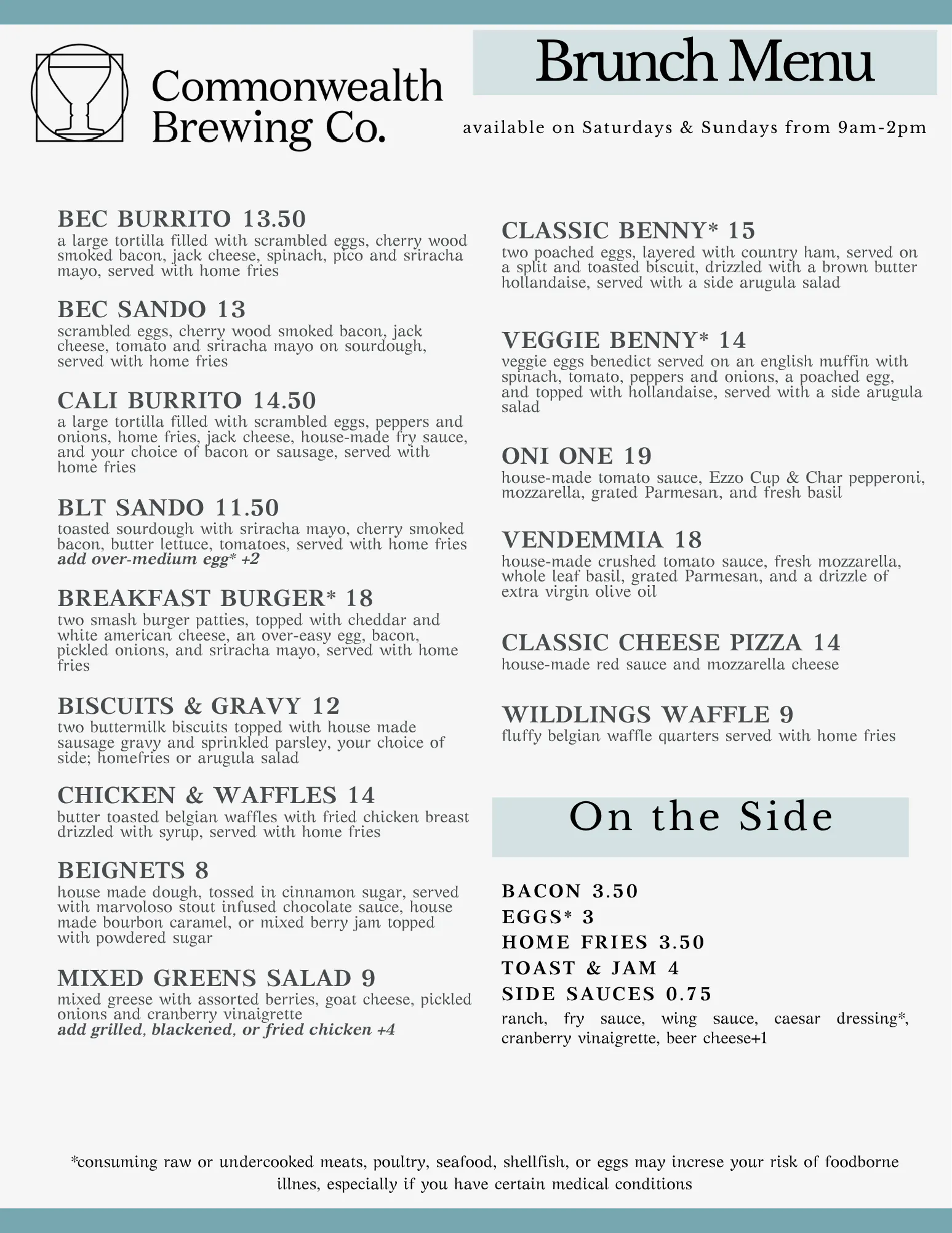 virginia beach fall brunch menu