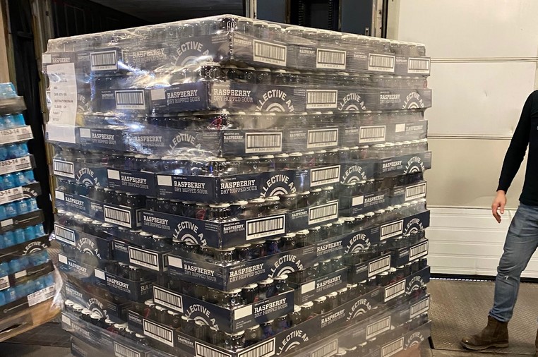 A proper stack wrapped with a plastic cover