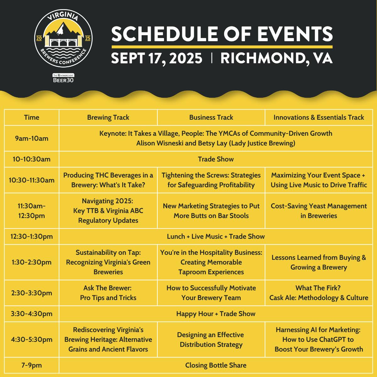Virginia Brewers Conference 2025 schedule 1200x1200 for website 9-17-25 Virginia Brewers Conference 2025 schedule 1200x1200 for website 9-17-25