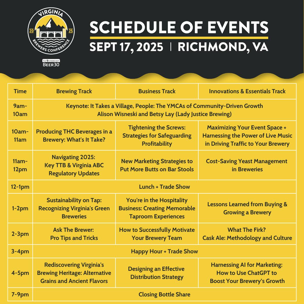 Virginia Brewers Conference 2025 schedule 1200x1200 for website 9-17-25 Virginia Brewers Conference 2025 schedule 1200x1200 for website 9-17-25