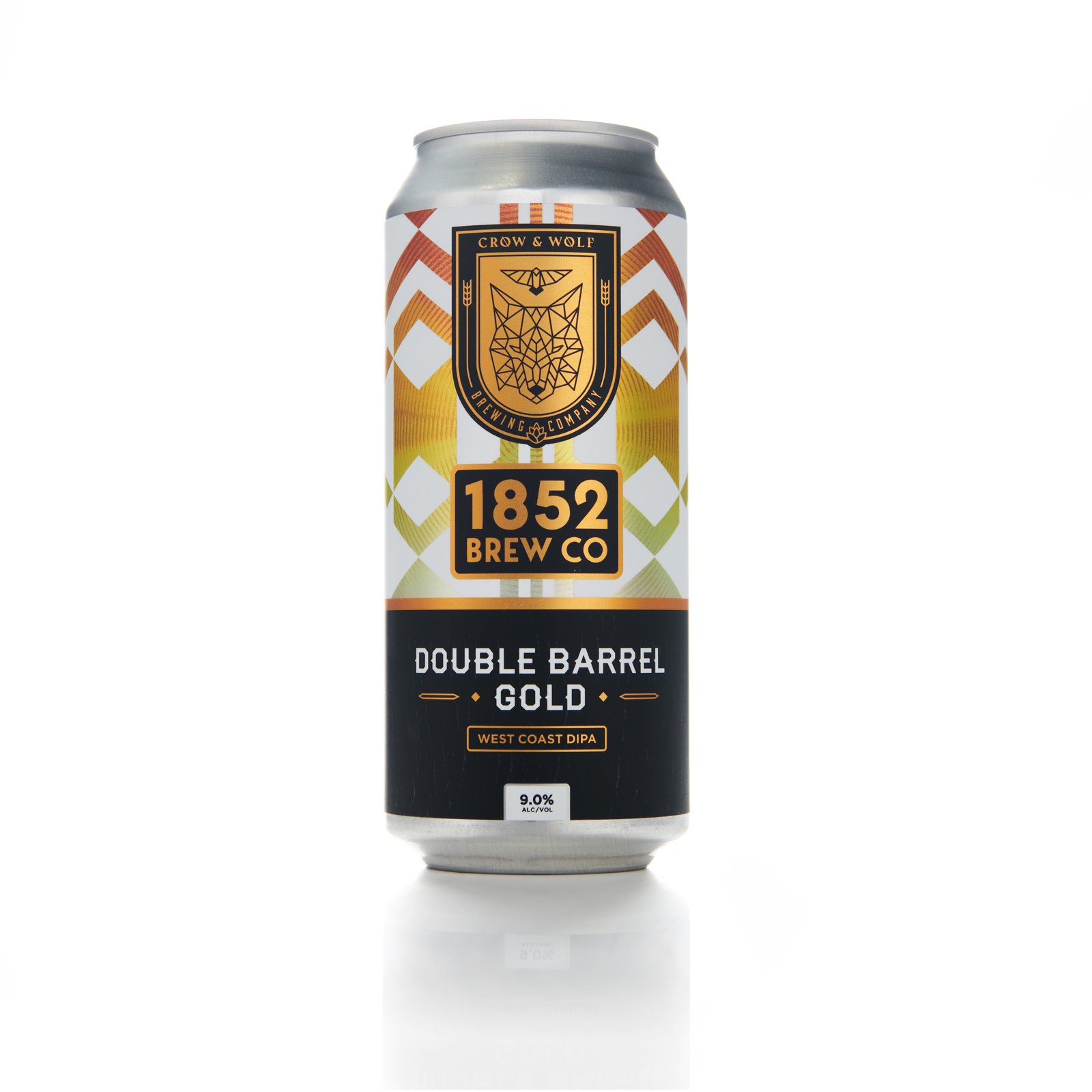 A can of Crow & Wolf Double Barrel Gold on a white background