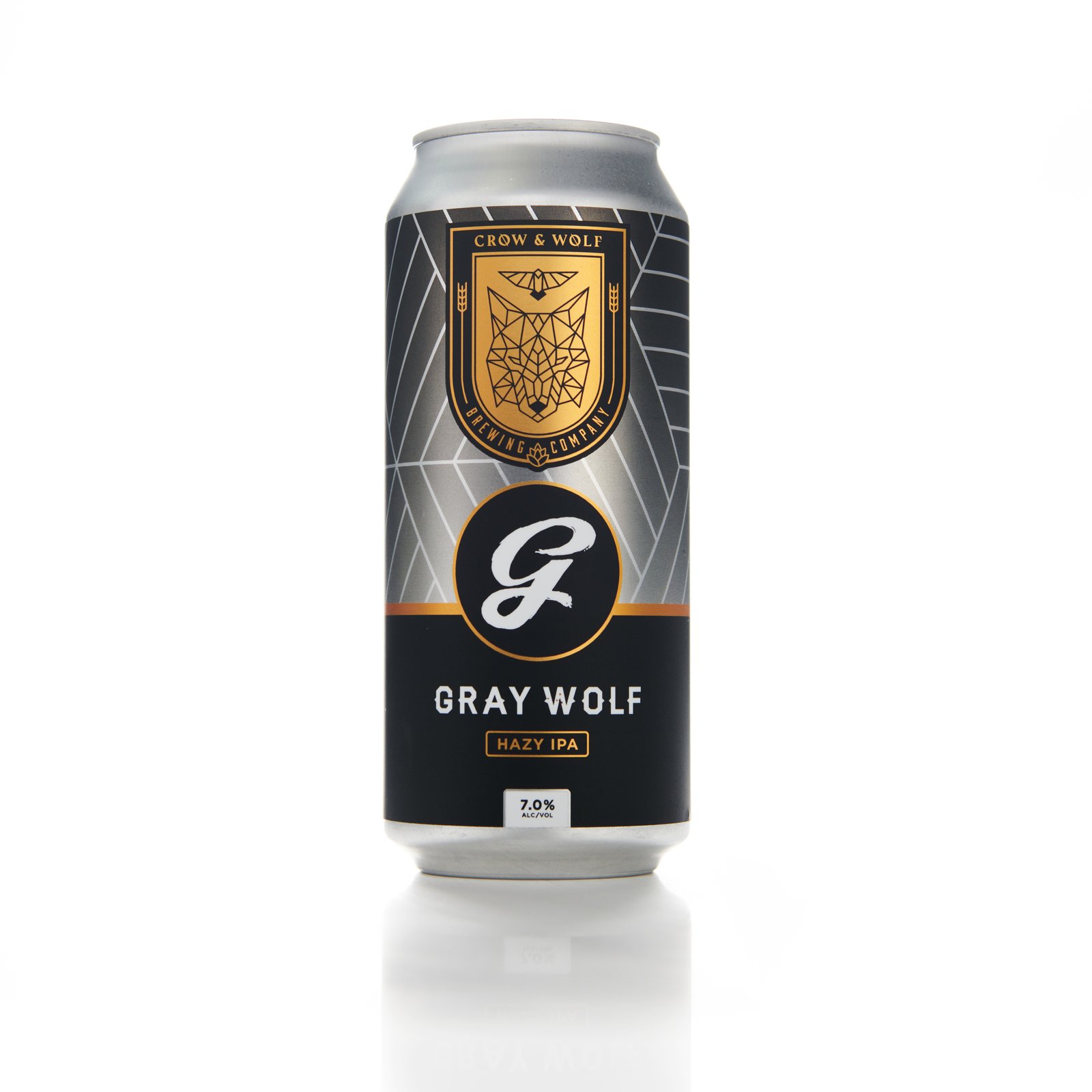 A can of Crow & Wolf Gray Wolf on a white background