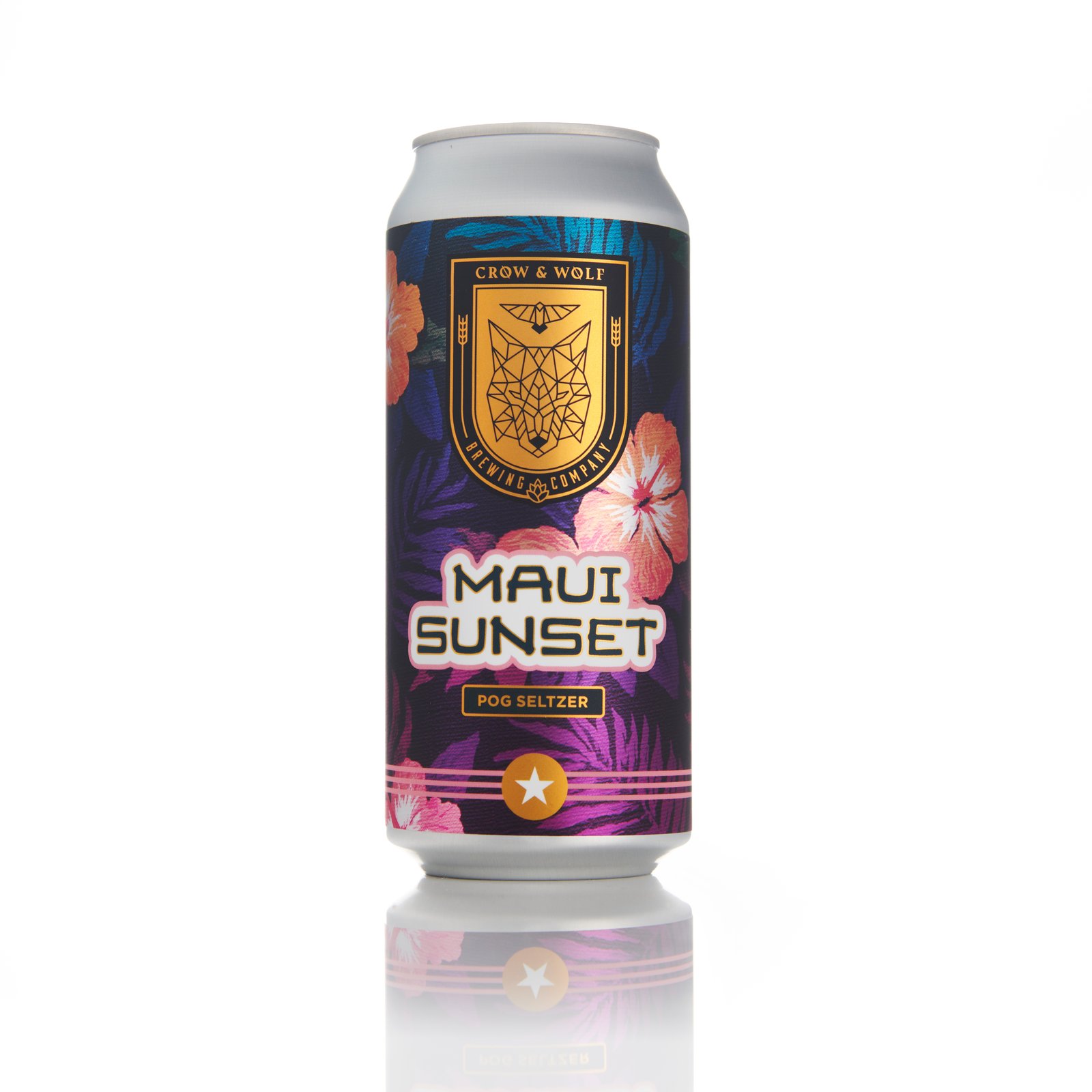 A can of Crow & Wolf Maui Sunset on a white background