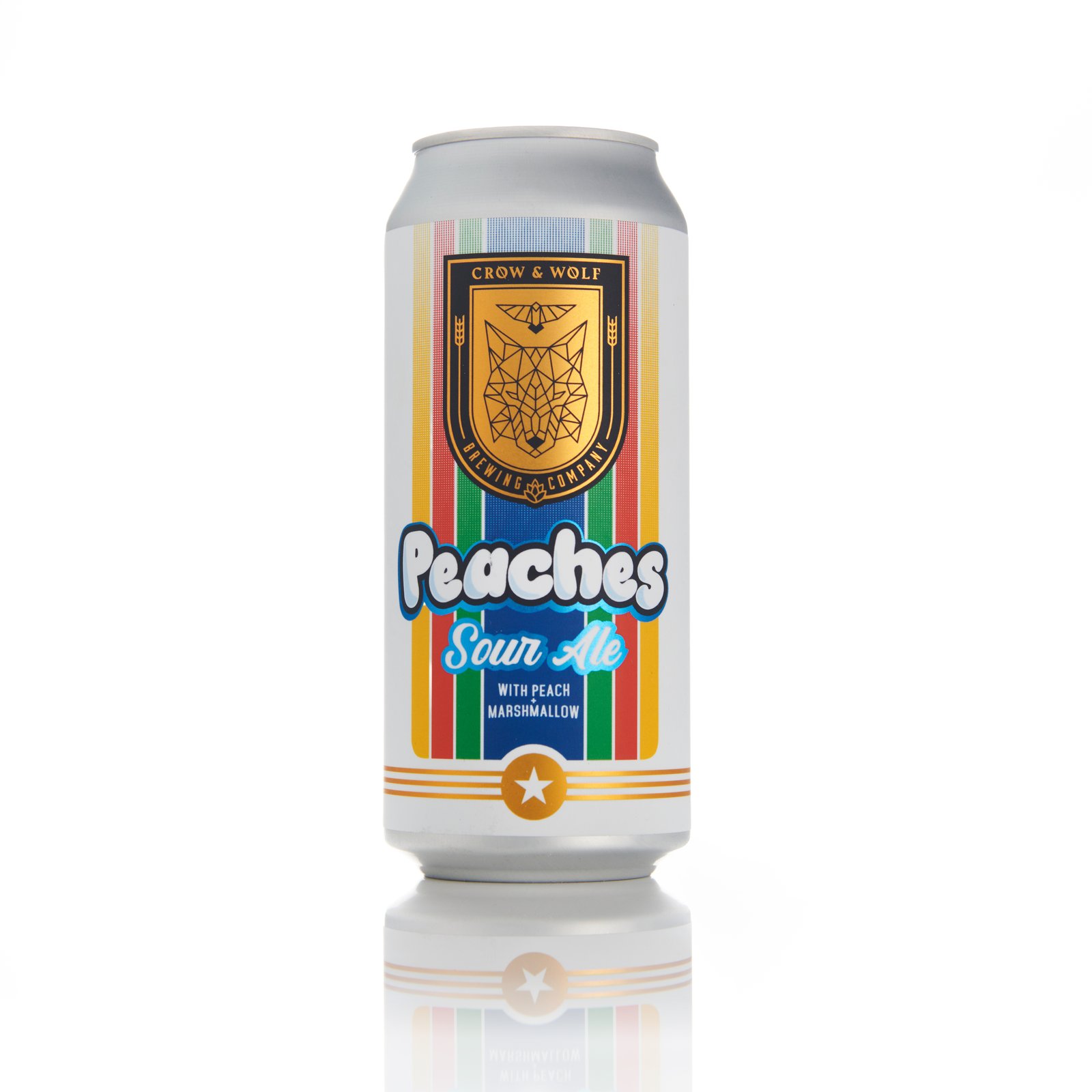 A can of Crow & Wolf Peaches on a white background