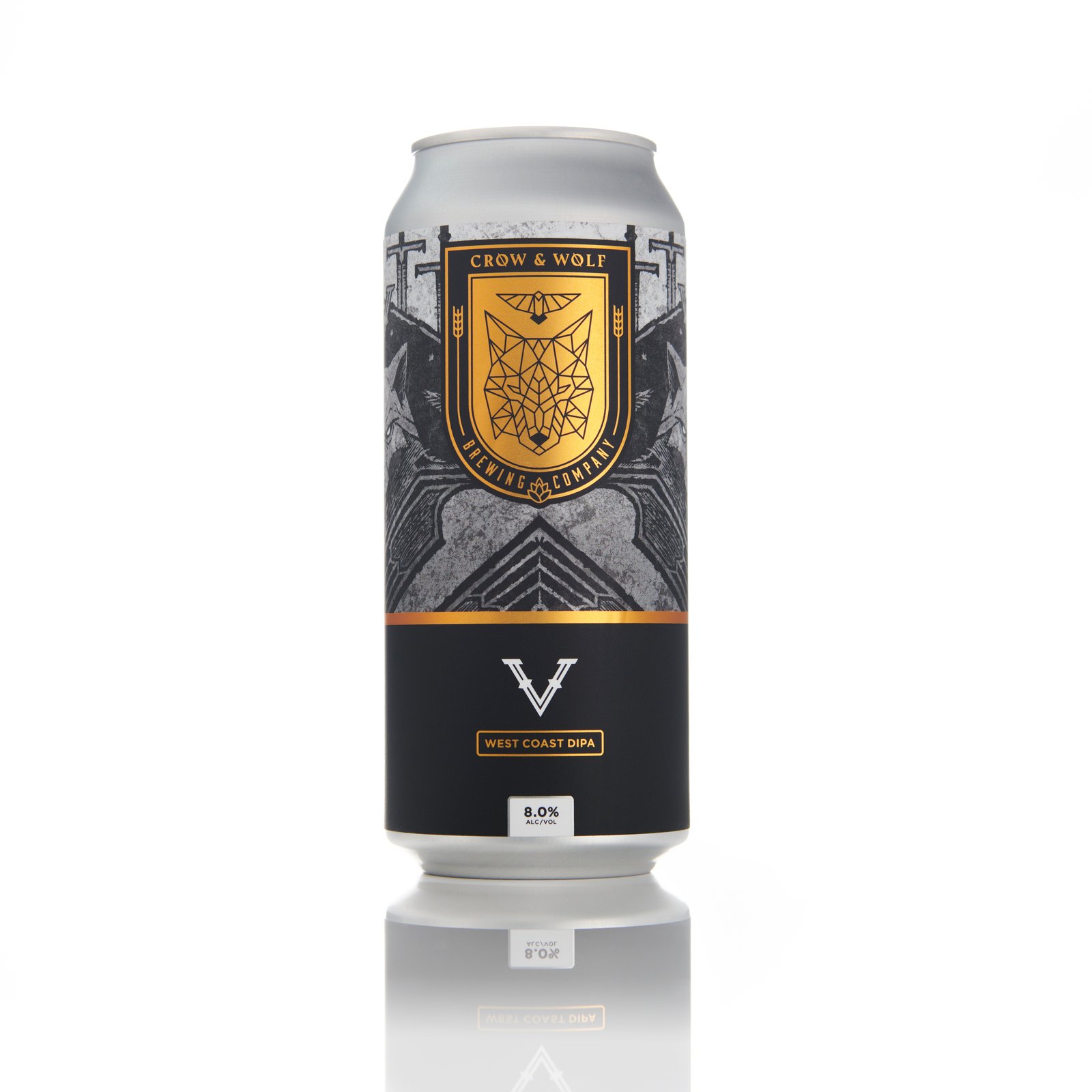 A can of Crow & Wolf V on a white background