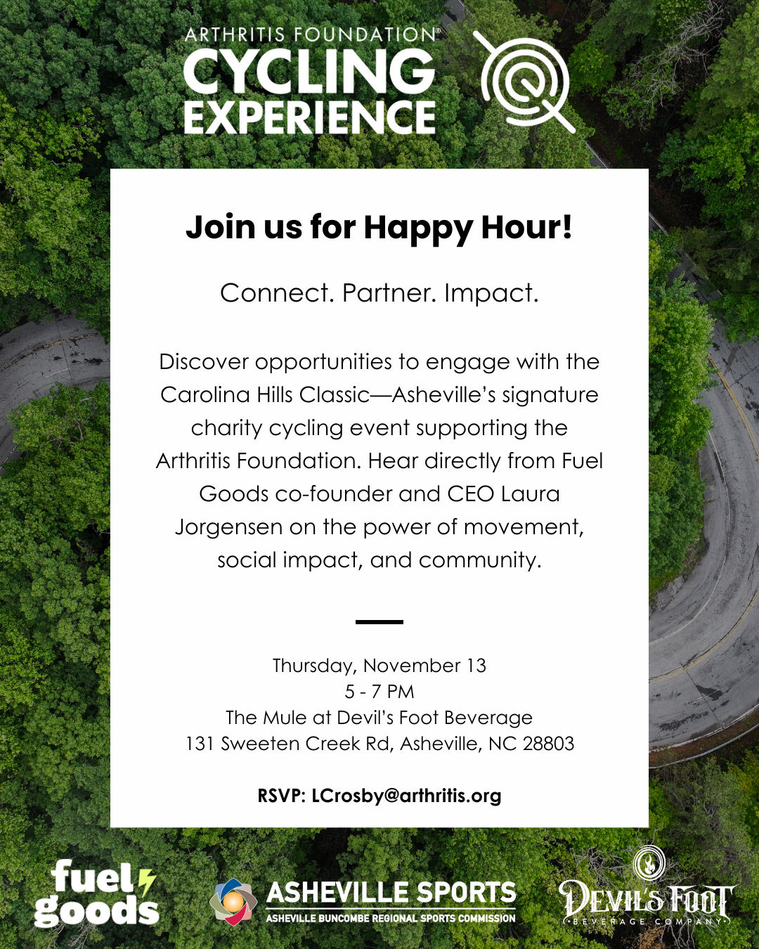 Arthritis Foundation Cycling Experience Happy Hour Invitation