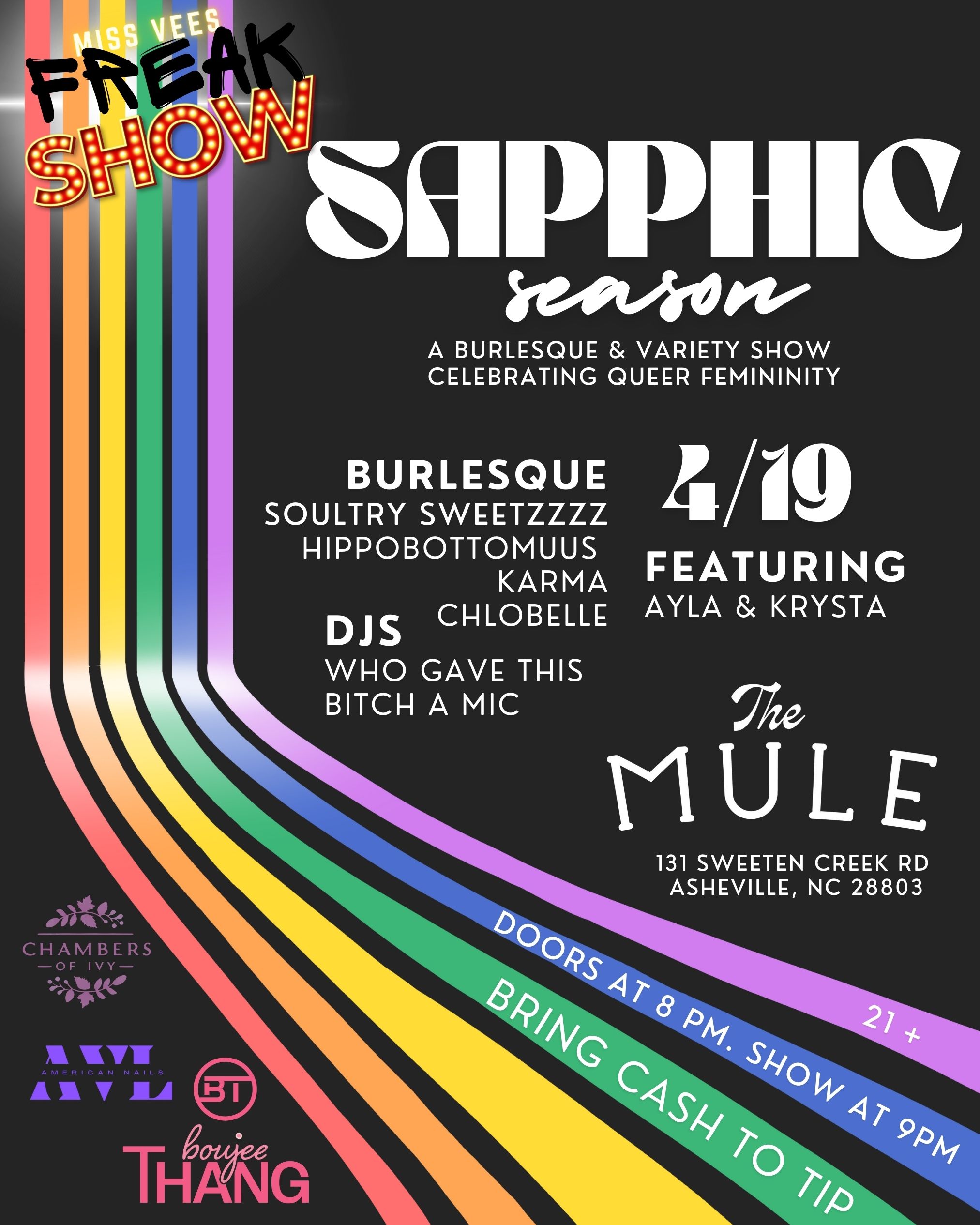 Flyer Evento Pride LGBT Retro Negro y Arcoíris (1080 x 1350 px)