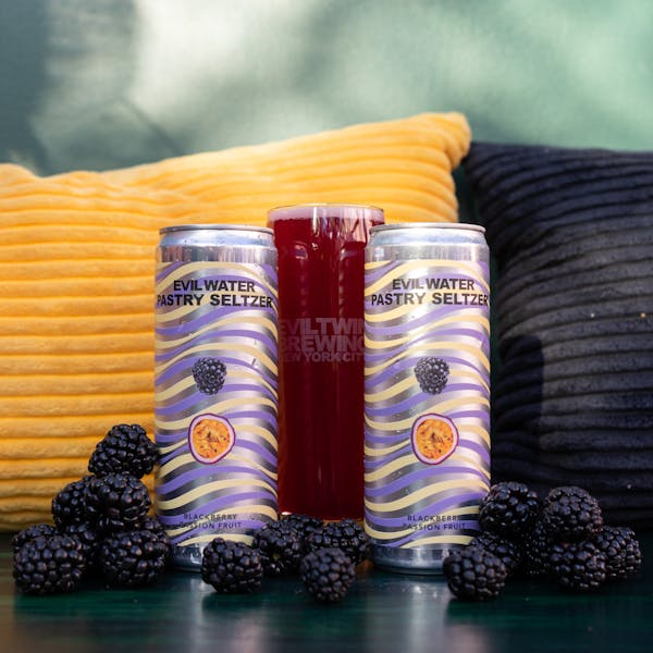 Image or graphic for EVIL WATER PASTRY SELTZER – BLACKBERRY, PASSION FRUIT