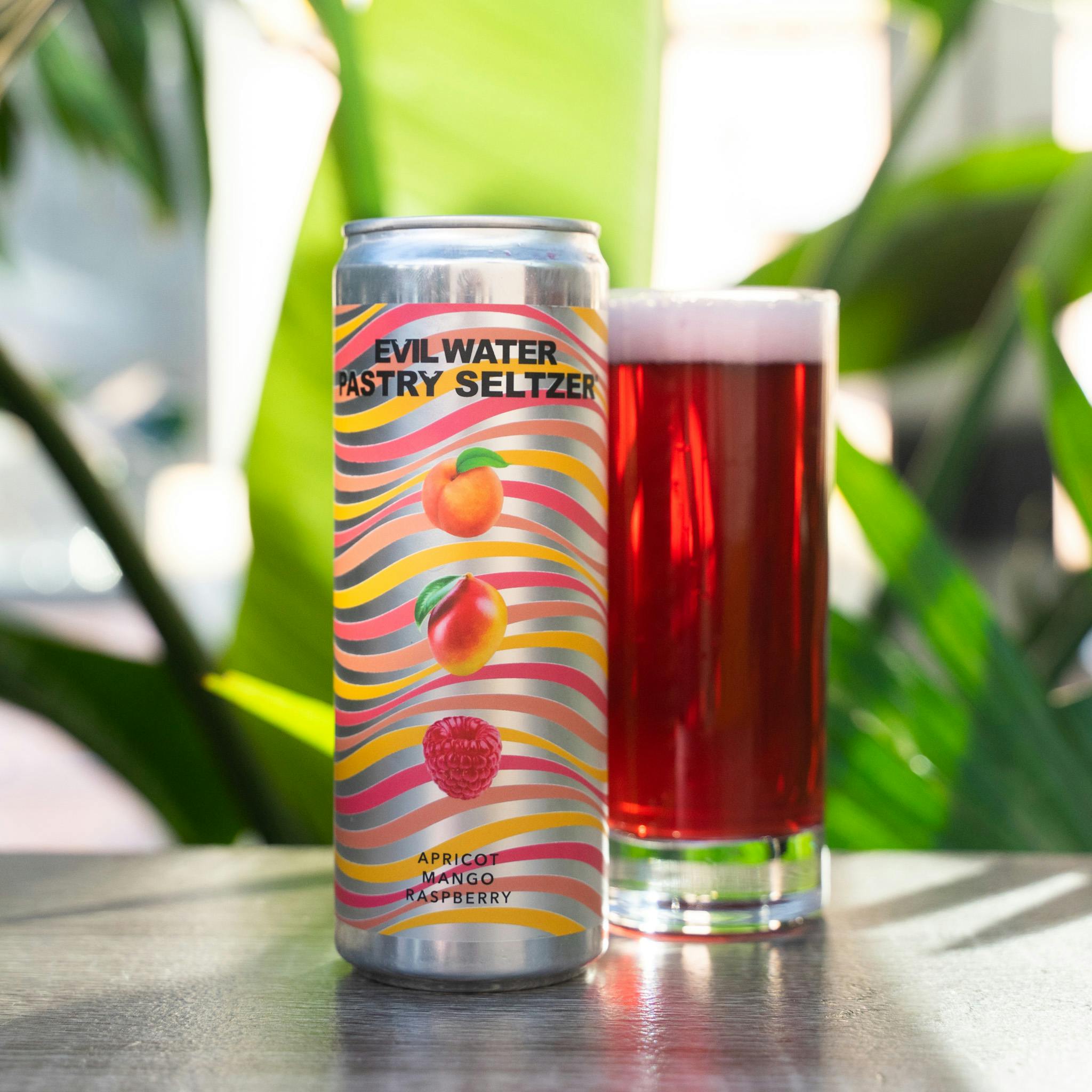 EVIL WATER PASTRY SELTZER- APRICOT, MANGO, RASPBERRY | Evil Twin ...
