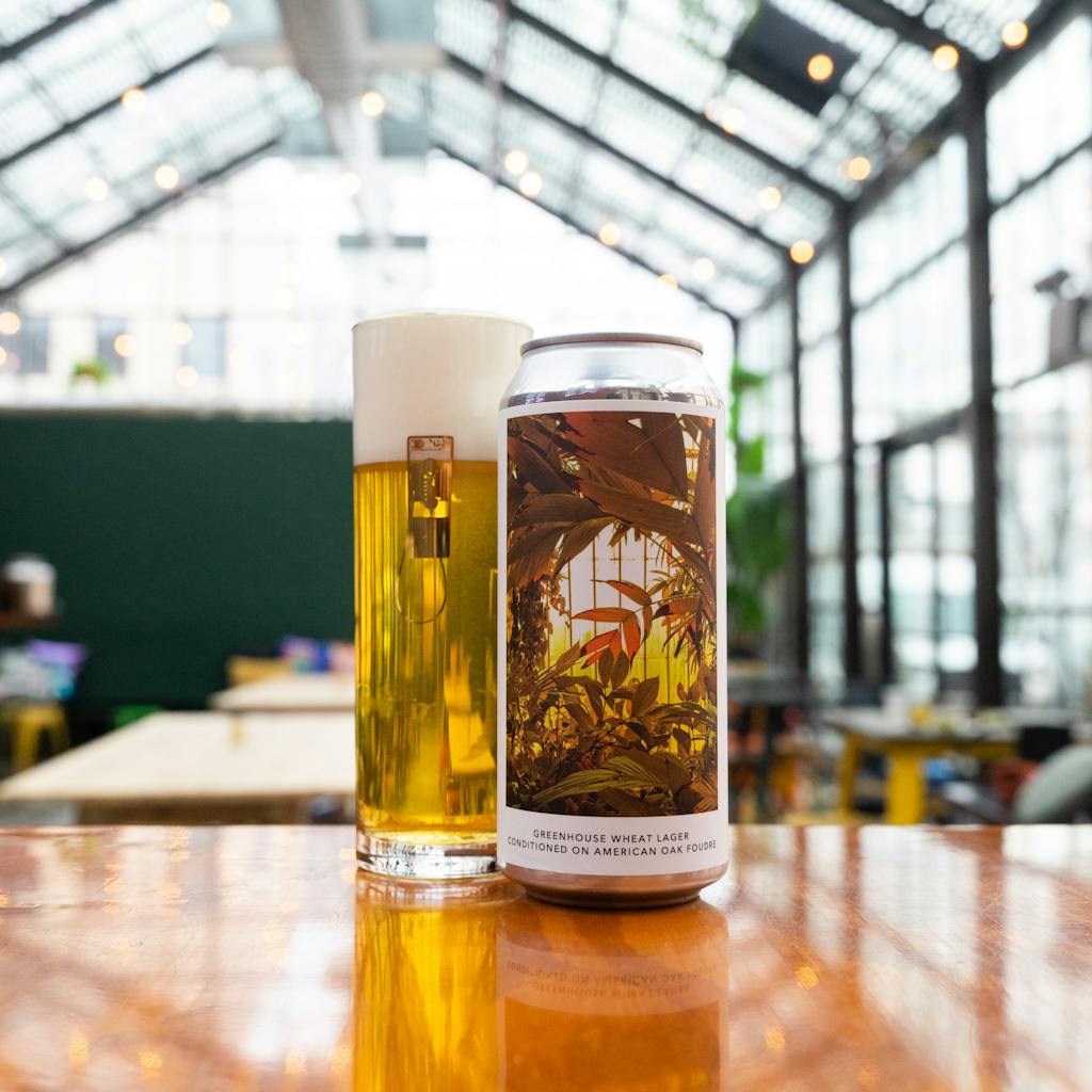 GREENHOUSE WHEAT LAGER CONDITIONED ON AMERICAN OAK FOUDRE