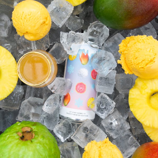 can in ice with fruits