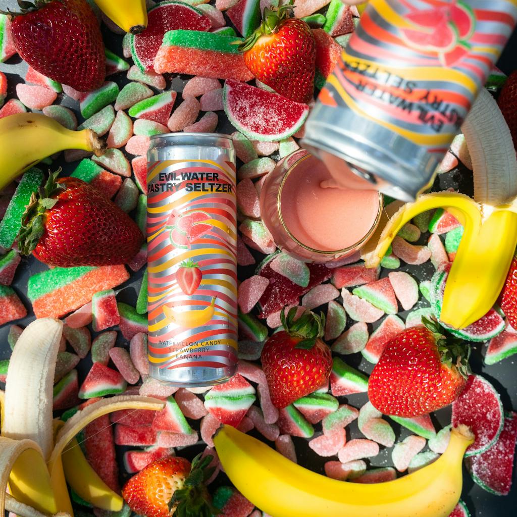 EVIL WATER PASTRY SELTZER – WATERMELON CANDY, STRAWBERRY, BANANA