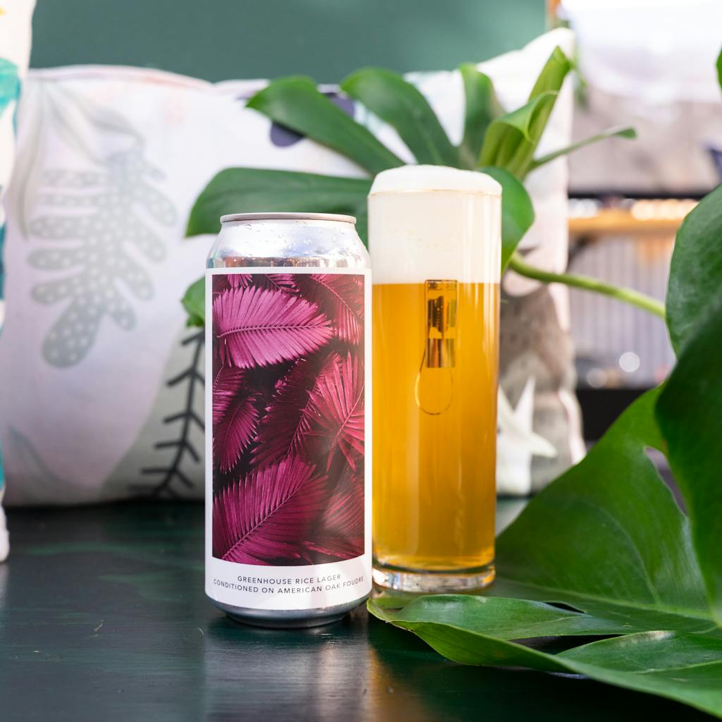 GREENHOUSE RICE LAGER CONDITIONED ON AMERICAN OAK FOUDRE
