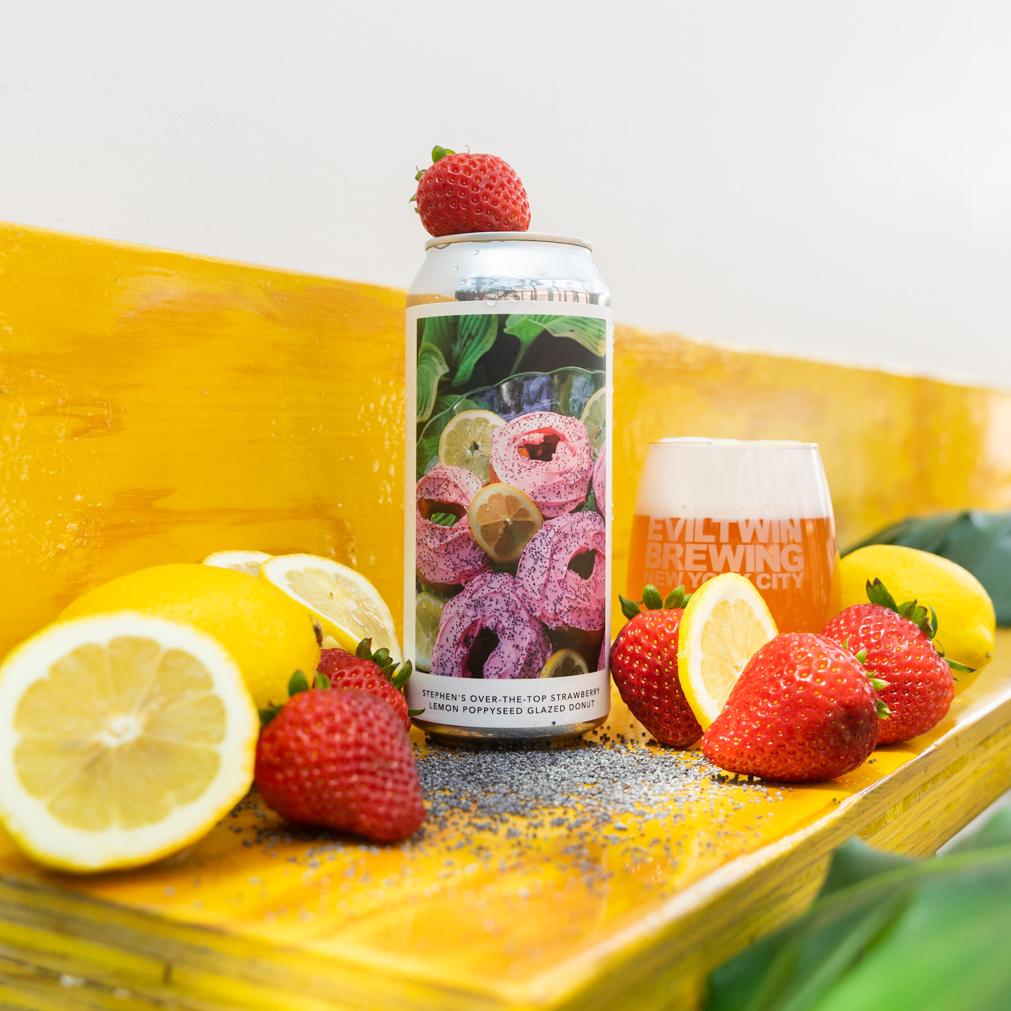 STEPHEN’S OVER-THE-TOP STRAWBERRY LEMON POPPYSEED GLAZED DONUT